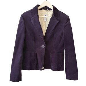 Gap Women's Velvet Blazer Jacket Size 10 Purple Preppy Old Money Academia Office